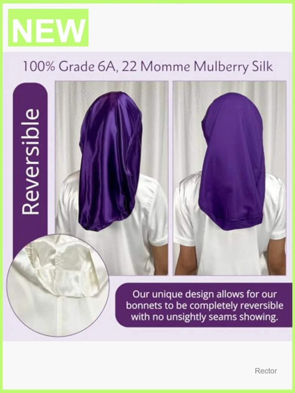 22 Momme Mulberry Silk Sleep Bonnet, Reversible, Adjustable Tie, Long Hair
